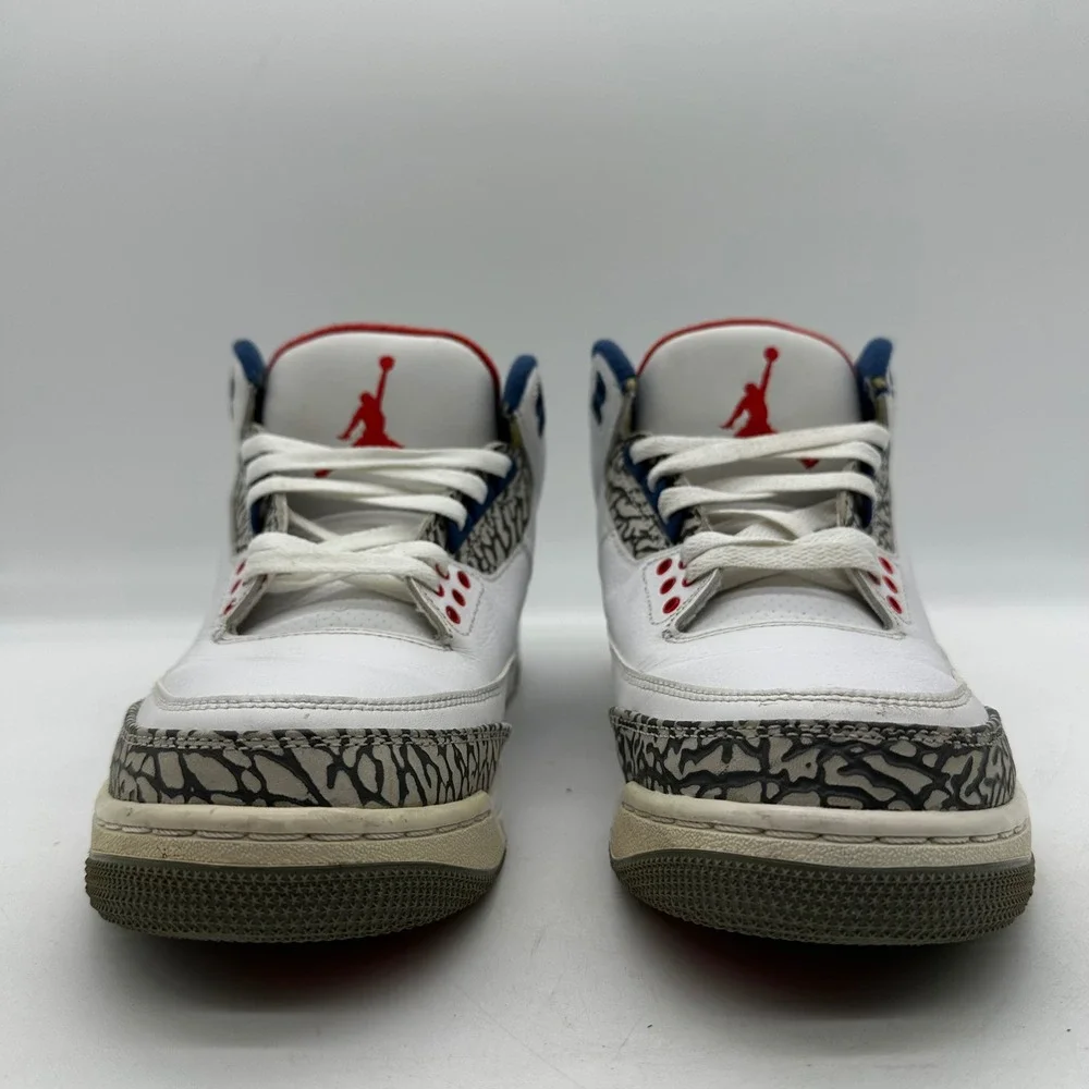 Nike 854262-106 Mens 8.5 Air Jordan 3 White Cement True Blue Retro OG Sneakers